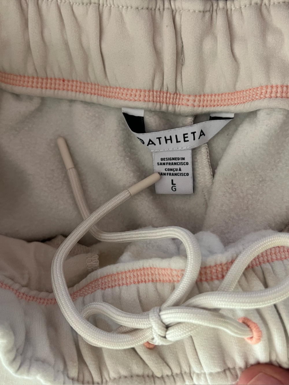 Athleta Cream Joggers with Orange Piping - Picture 5 of 5